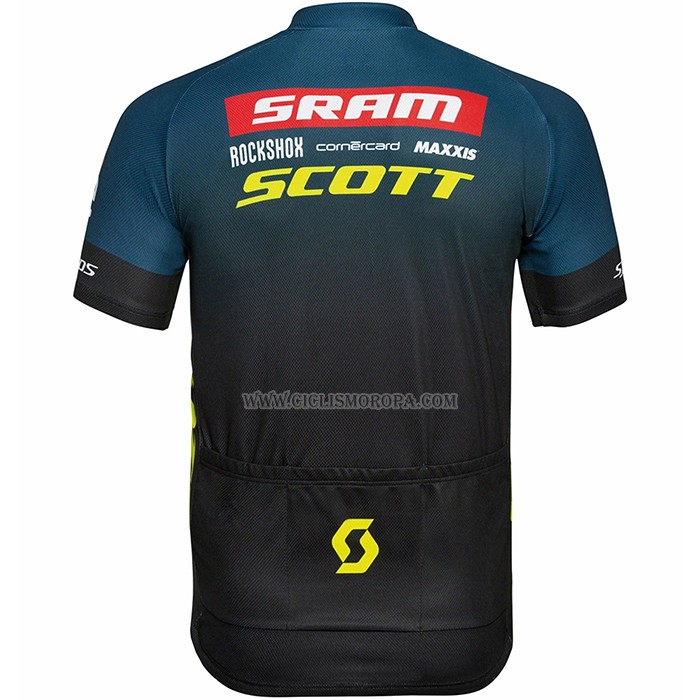 2023 Ropa Ciclismo Scott Sram Negro Mangas Cortas y Culotte Corto
